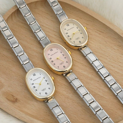 Vintage Oval Two-Tone Watch — Gold & Silver Mix Italian Charm Watch Bracelet