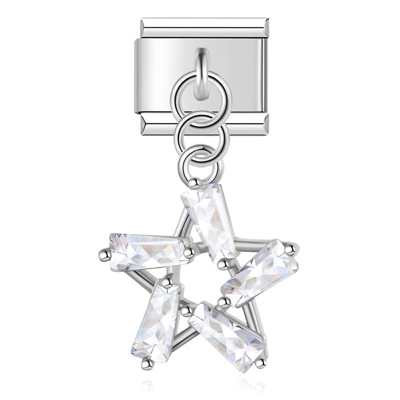 Diamond silver themed dangle charms