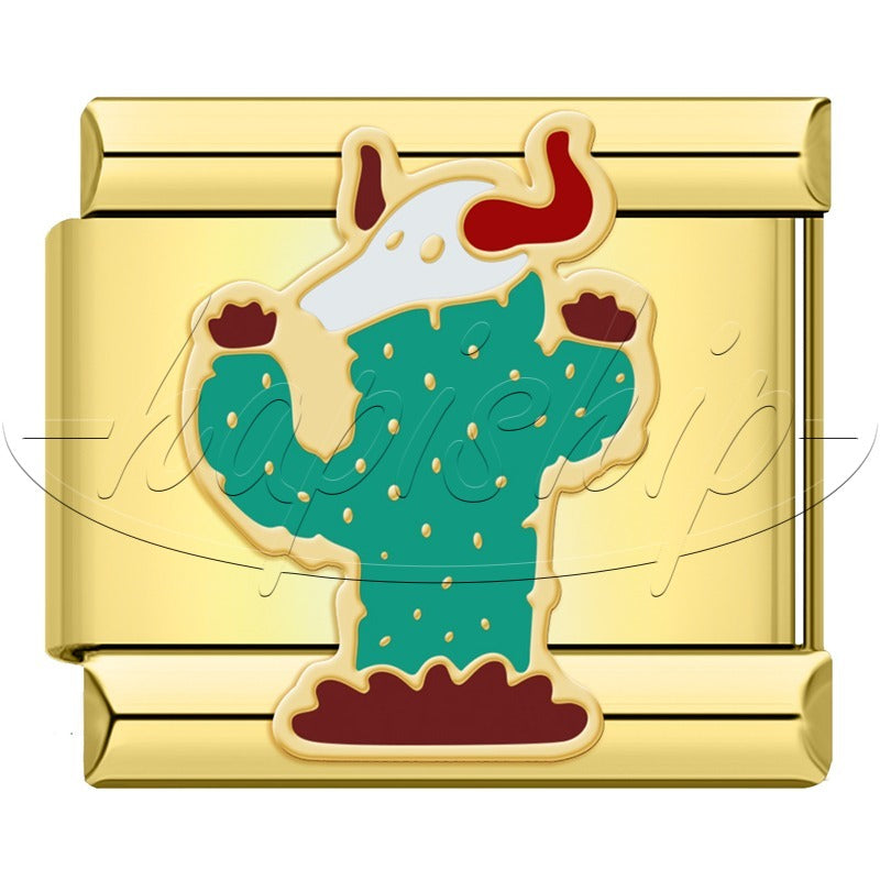 Golden Hrart Cat Flower Skull  DJ1826-A