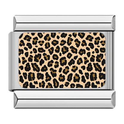 Colourful Leopard Print Italian Charms — Animal Print Pattern Bracelet Links