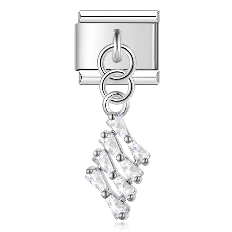Diamond silver themed dangle charms