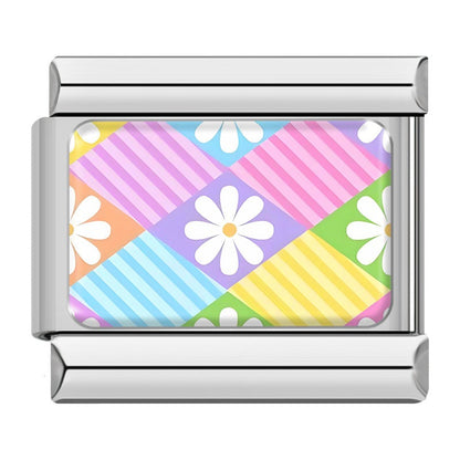 Colorful Rainbow & Floral Pattern Italian Charms