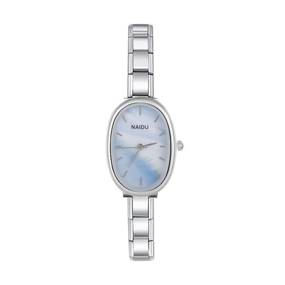 Elegant Oval Watch with Minimalist Dial — Clean Italian Charm Watch Bracelet