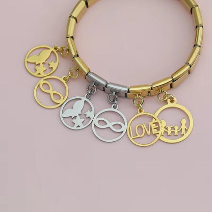 Round Infinite Mama, Love & Family Butterfly Charms