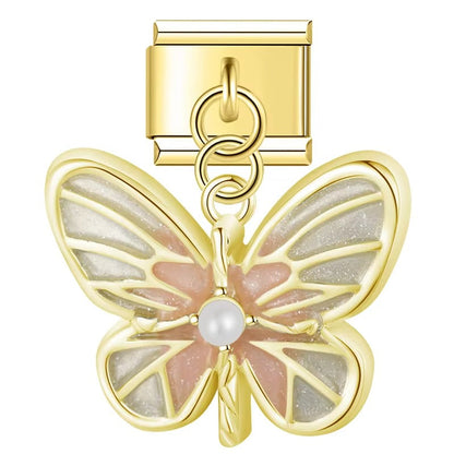The Colourful Butterfly Dangle Charm in Gold