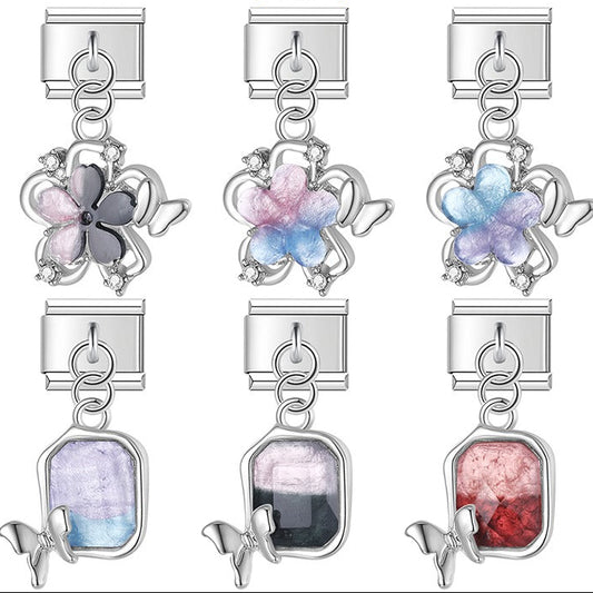 Colored Diamond Flower Butterfly DJ1633