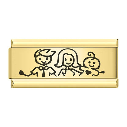 Golden Double Word Italian Charms — Love, Dream, Family, Daughter & Princess Bracelet Links