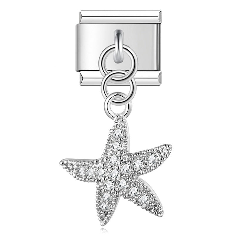 Diamond silver themed dangle charms