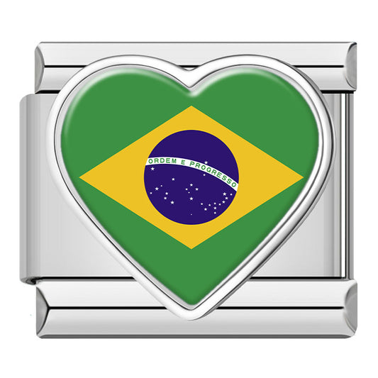 Heart National Flag In Silver