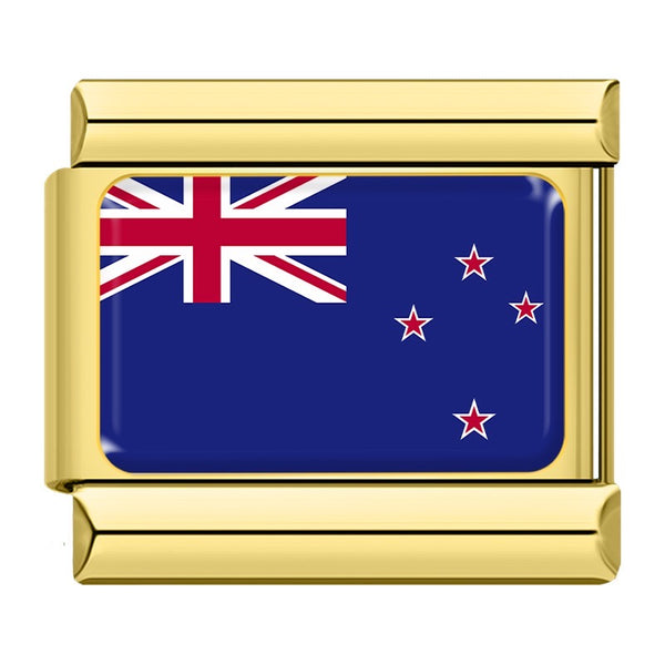 New Zealand flag Italian charm for a 9mm charm bracelet in stainless steel, by Charmtastic