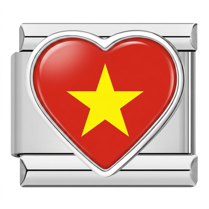 Global Love Heart Italian Charms — World Country Heart Flag 9mm Bracelet Links
