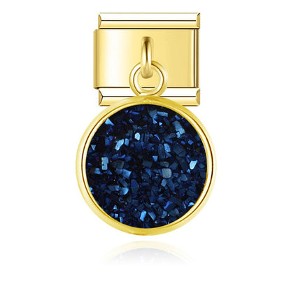 The Round Shiny Sparkling Druzy Dangle Charm in Gold