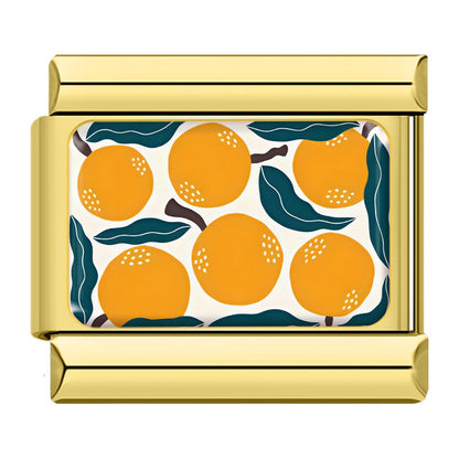 Vibrant Fruit Pattern Italian Charms — Bold Full-Surface Fruit Print Bracelet Links