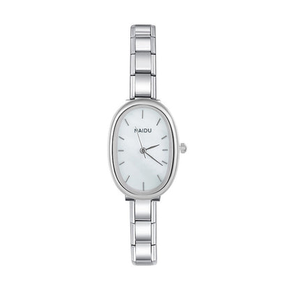 Elegant Oval Watch with Minimalist Dial — Clean Italian Charm Watch Bracelet