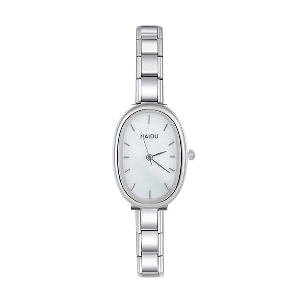 Elegant Oval Watch with Minimalist Dial — Clean Italian Charm Watch Bracelet