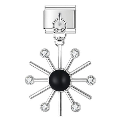 The Crystal North Star & Pastel Sunburst Dangle Charm in Silver