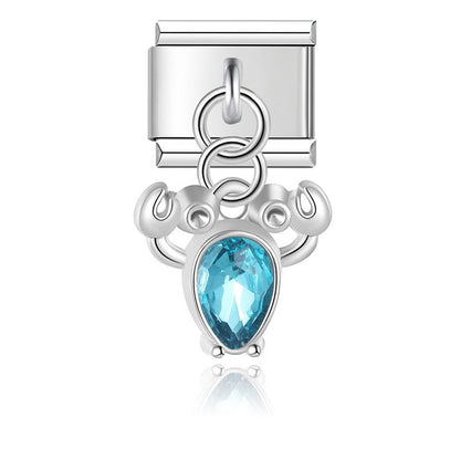 The Elegant Crab, Lobster & Gemstone Dangle Charm in Silver & Gold