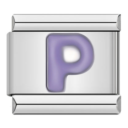Purple Letter Initial Italian Charms A–Z — Lilac Alphabet Personalised Bracelet Links