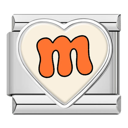 Colourful Heart Letter Initial Italian Charms a–z — Lowercase Alphabet Heart Bracelet Links
