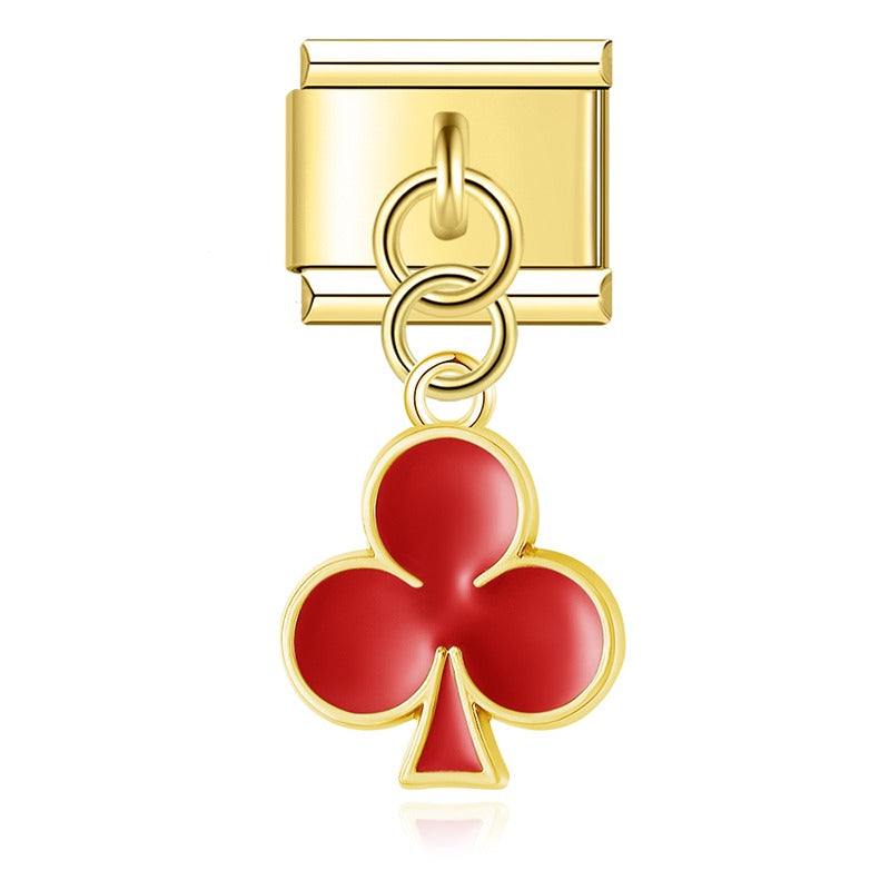 Classic Motif & Colorful Enamel Dangle Charm gold
