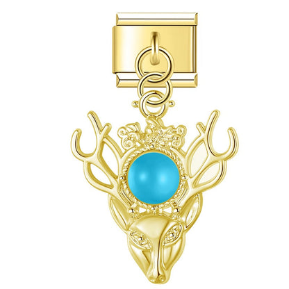 Regal Golden Stag & Pearl Dangle Charm