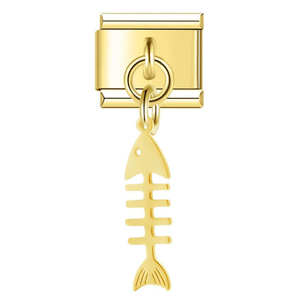 The Tropical Fish & Mermaid Tail Dangle Charm in Gold