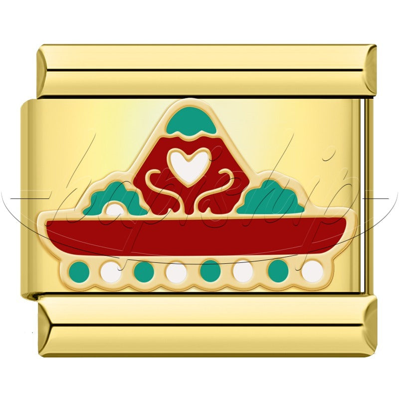 Golden Hrart Cat Flower Skull  DJ1826-A