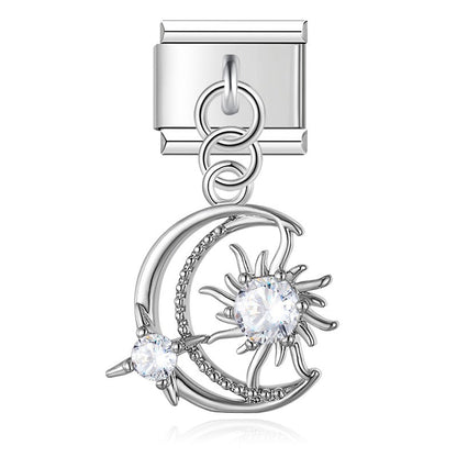 Enamel Tennis Racket & Ball Dangle Charm for Charm Bracelets