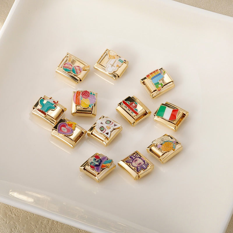 Golden Hrart Cat Flower Skull  DJ1826-A