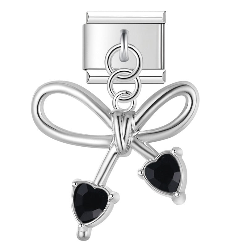Elegant Diamond Bowknot  charms silver&gold