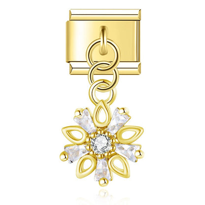 Elegant Diamond Starfish Star Flower charms in gold