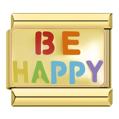Gold Poker, No Bad Days & Novelty Slogan Italian Charms — Fun Gold Enamel Bracelet Links
