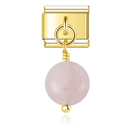Oblate Coloured Bead Charms in Gold
