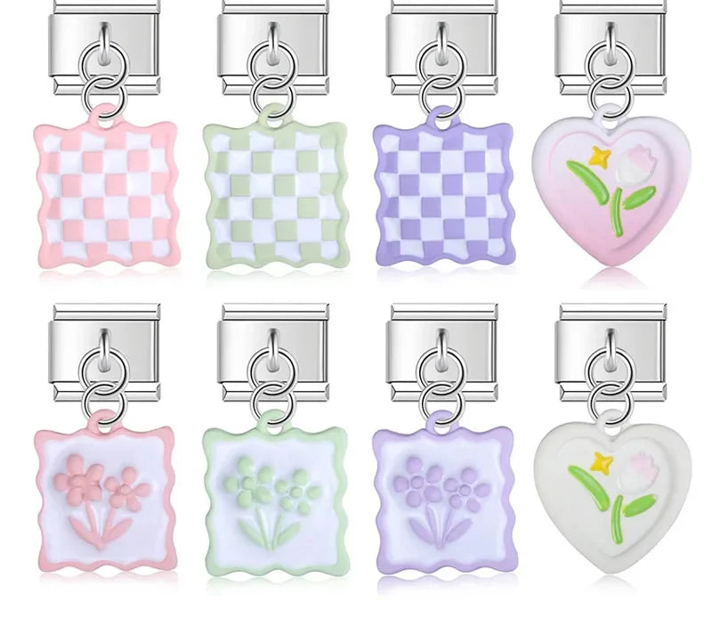 Colored Square Flower Heart Love