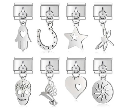 The Silver Silhouette & Luck Motif Dangle Charm