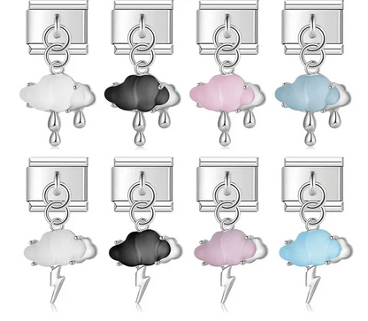 The Weather & Cloud Enamel Dangle Charm in Silver