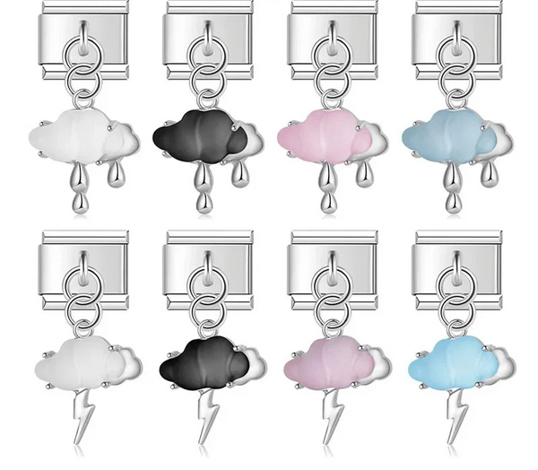 The Weather & Cloud Enamel Dangle Charm in Silver