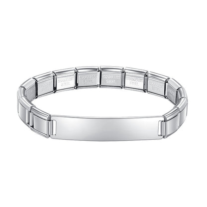 Classic Silver Centerpiece Italian Charm Bracelet — Plain Silver Modular Link Bracelet