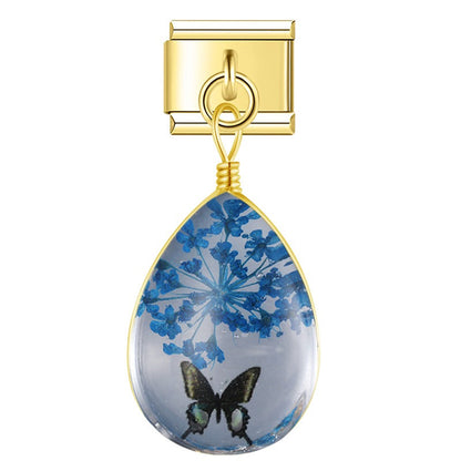 Botanical Resin Teardrop Dangle Charm