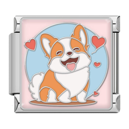 Cute Cat & Dog Italian Charms — Pink & Blue Pet-Themed Bracelet Links