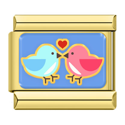 Sweet Valentine's Romance Golden Italian Charms — Love Scene Bracelet Links