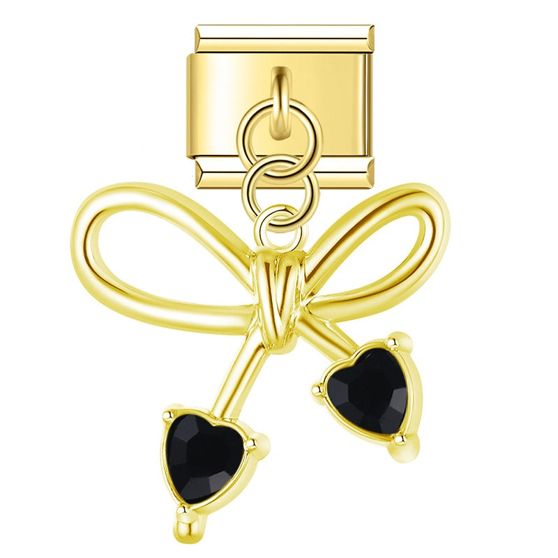 Elegant Diamond Bowknot  charms silver&gold