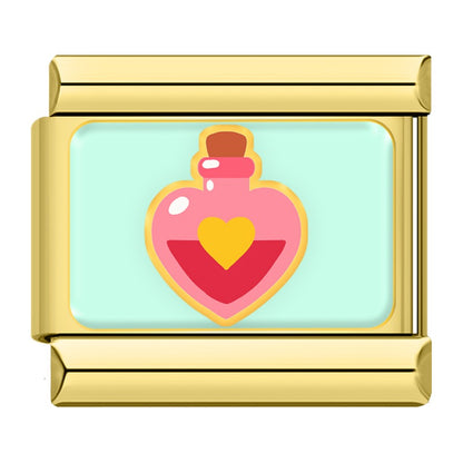 Sweet Valentine's Romance Golden Italian Charms — Love Scene Bracelet Links