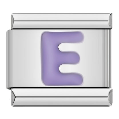 Purple Letter Initial Italian Charms A–Z — Lilac Alphabet Personalised Bracelet Links