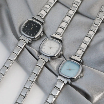 Minimalist Cushion Case Italian Charm Watch — Soft Square Watch Bracelet