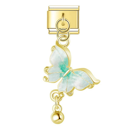 The Colourful Butterfly Dangle Charm in Gold