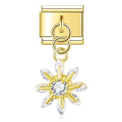 Elegant Diamond Starfish Star Flower charms in gold