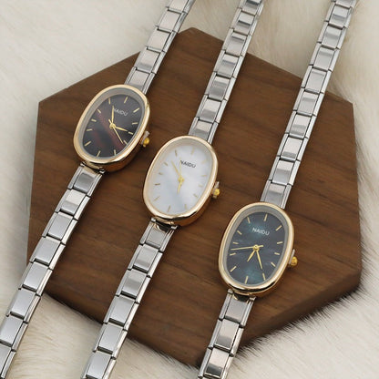 Elegant Oval Watch with Minimalist Dial — Clean Italian Charm Watch Bracelet