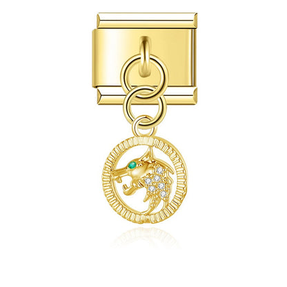 Elegant Golden Star, Flower & Bird Dangle Italian Charms — Gold Celestial & Nature Dangle Links