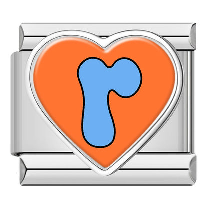 Colourful Heart Letter Initial Italian Charms a–z — Lowercase Alphabet Heart Bracelet Links